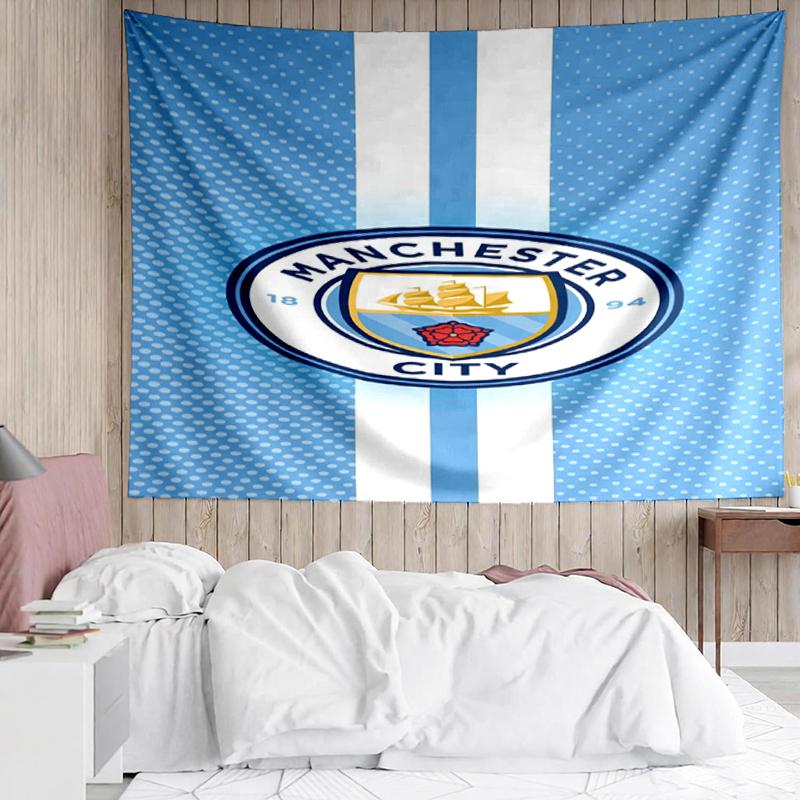 Manchester City Print Tapestry, Backdrop, Easy Setup, Ideal for Bedroom, Office & Living Room, with Aesthetic Wall Hanging Decor.