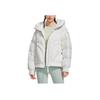Lining Fitness Series Solid Color Logo Zip-Up Hooded Down Jacket Women Jackets White AYMS030-1