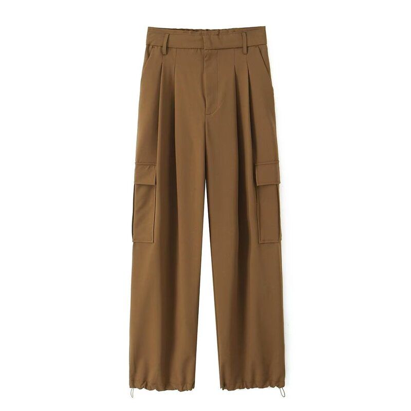 Fashion Style 2023 Autumn and Winter New Arrival Women's Pleated Decoration Straight-leg Loose Overalls Pants 7102520 703