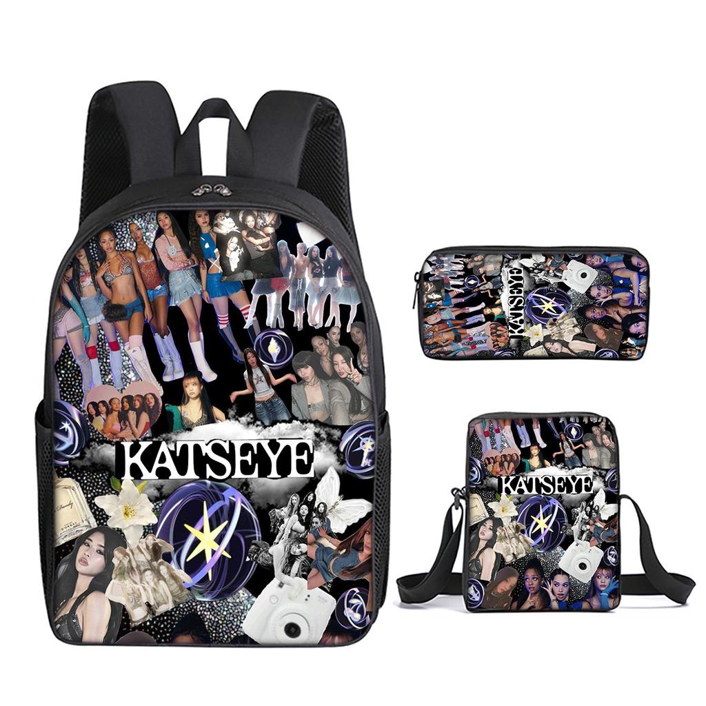 Fashion Novelty Kpop Katseye 3D Print 3pcs/Set pupil School Bags Laptop Daypack Backpack Inclined shoulder bag Pencil Case
