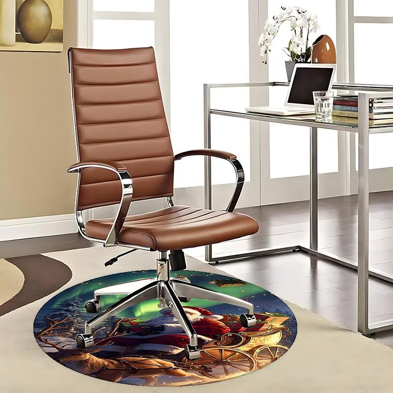 

1pc Christmas Santa Claus Reindeer Chair Mat - Anime Cartoon Design, Non-Slip Carpet for Office Chair, Festive Gift, All Seasons, Living Room, Bedroom 80cm by 80cm
