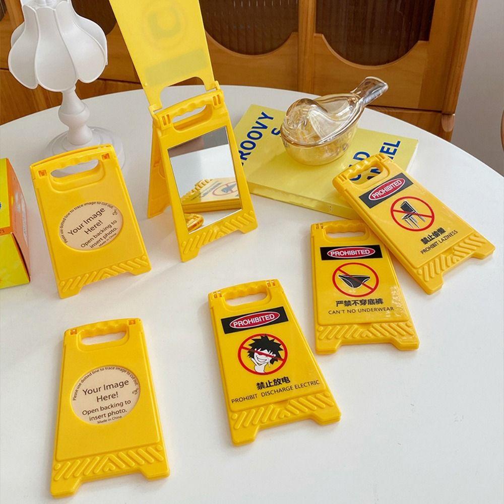Warning Signs Pocket Mirror Mini Portable Photo Frame Makeup Mirror  Girl's Gift