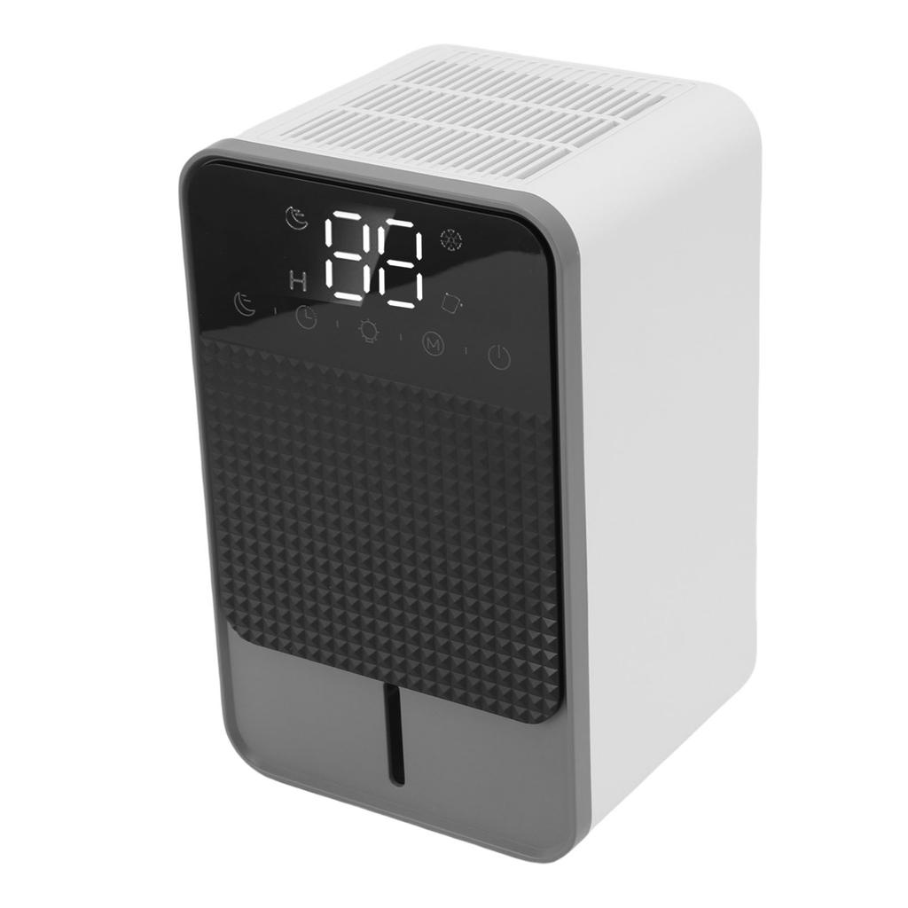 Mały osuszacz 1200 ml z wyświetlaczem cyfrowym, funkcją odszraniania, timerem, alarmem pełnego zbiornika wody, automatycznym wyłączaniem, 7-kolorowym oświetleniem ambientowym