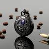 TREEWETO Mechanical Pocket Roman Moon and Sun with Chain and Gift Watch, Black, Numerals, Design, Box.