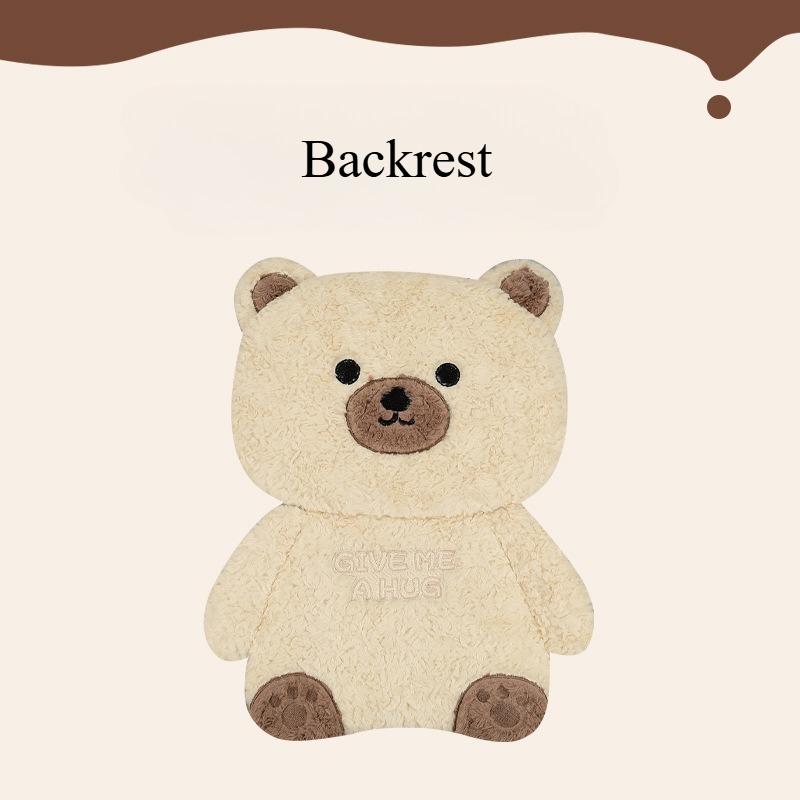 Cartoon 3D Bear Universal Car Seat Cushion Covers Plush Backrest for Autumn Winter Warm Cute Designed Seat Accessories