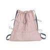 New White Drawstring Backpack for Women Korean Lazy Style Backpack Lightweight Nylon Travel Backpack
