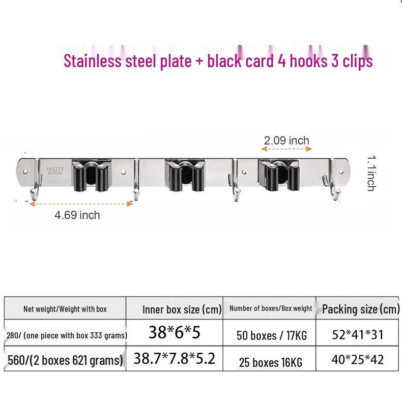 Stainless Steel No-Drill Multi-Functional Mop and Broom Holder