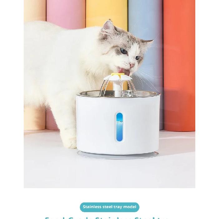 New 3.2L Stainless Steel Cat Water Fountain, USB Auto Smart Pet Drinking Fountain with Visual Water Window, Silent Pump for Cats