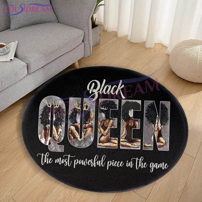 Afrykański amerykański Afro King Art Deco dywan chłopiec dziewczęcy dywanik do sypialni poliester antypoślizgowy dywanik Sofa do salonu okrągły dywanik mata do jogi
