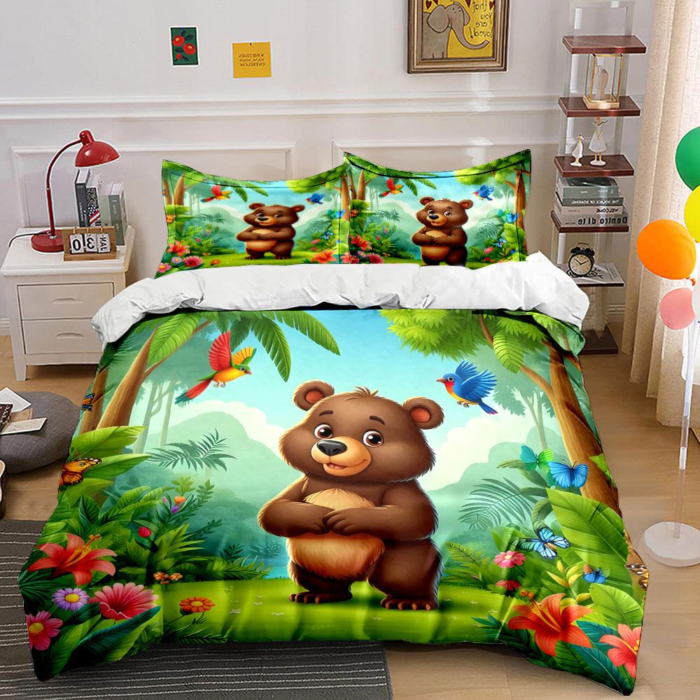 Playful Forest Teddy Bliss. Bedding Sets Duvet Covers Pillowcases(1* Duvet Cover 2* Pillowcases Without Duvet Insert)