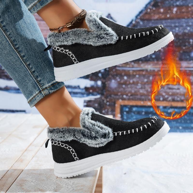 Low-top plush snow boots women's lightweight non-slip indoor and outdoor cotton boots large
