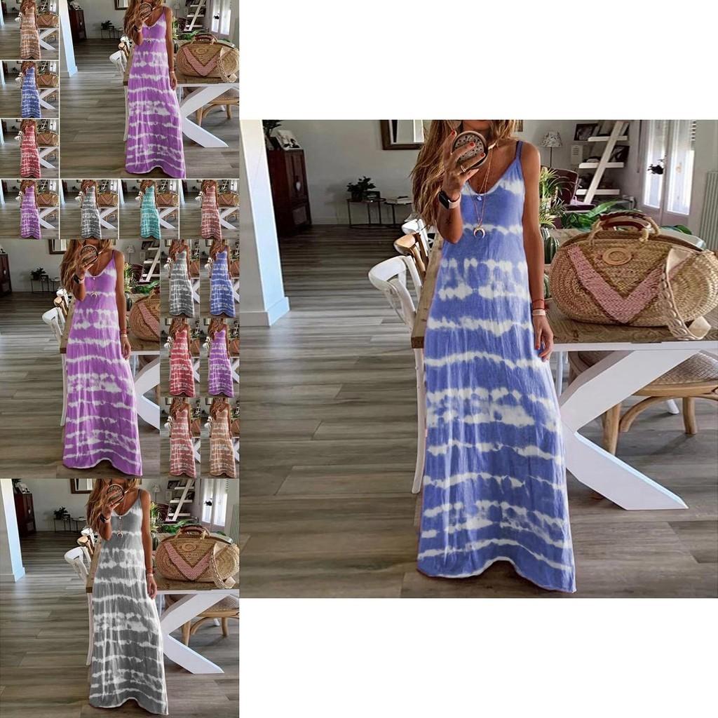 Women Summer Casual Long Maxi Dress With Fashionable Print For Beach Outings