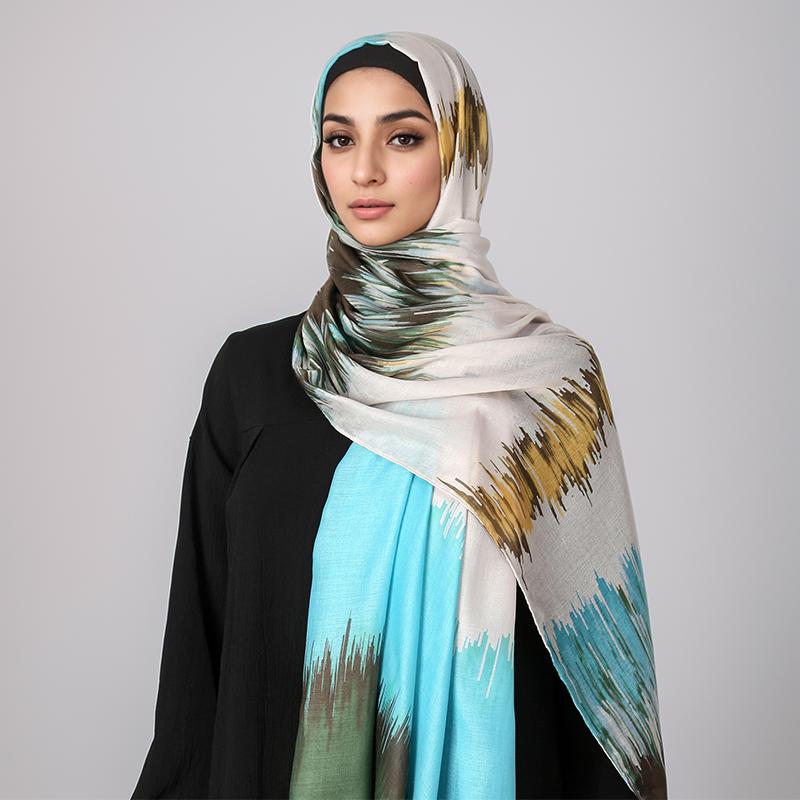 

New Women s Watercolor Hijab Scarf Bandana Headband Vintage Luxury Beach 180cm Long Handkerchief Bohemia Muslim Accessories 2024