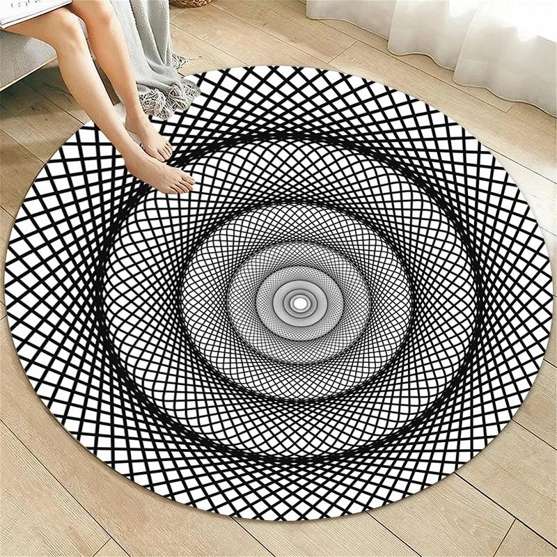 

Psychedelic Illusion Round Carpet Abstract Geometric Pattern Rugs for Living Room Bedroom Sofa Decor Anti-Slip Circle Floor Mat 40x40cm(15x15 inch)