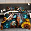 3pcs Sunflower Horse Butterfly Bedding Duvet Cover Set Bohemian Horse Bedding Set Bohemian Themed Bed Quilt Set Western Style