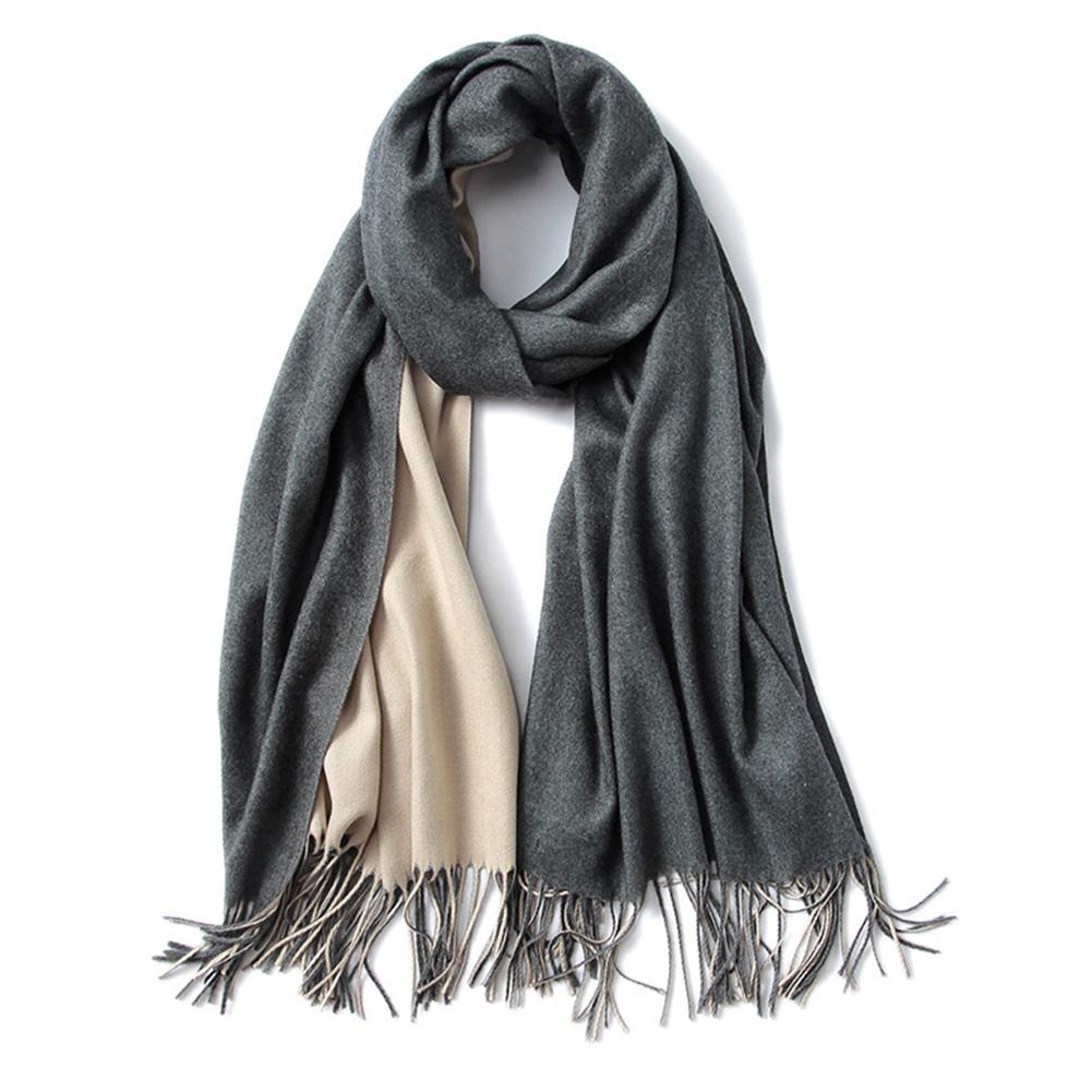 Women Girls Classic Double Side Solid Color Cashmere Shawl Long Warm Scarf for Winter Fall
