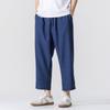 Summer new large size casual Harlan straight-leg pants Chinese style men's trend simple eight-point pants
