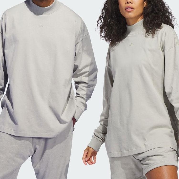 Adidas Half High Neck Solid Color Breathable Pullover Long Sleeve T-Shirt Unisex Tops IN9563