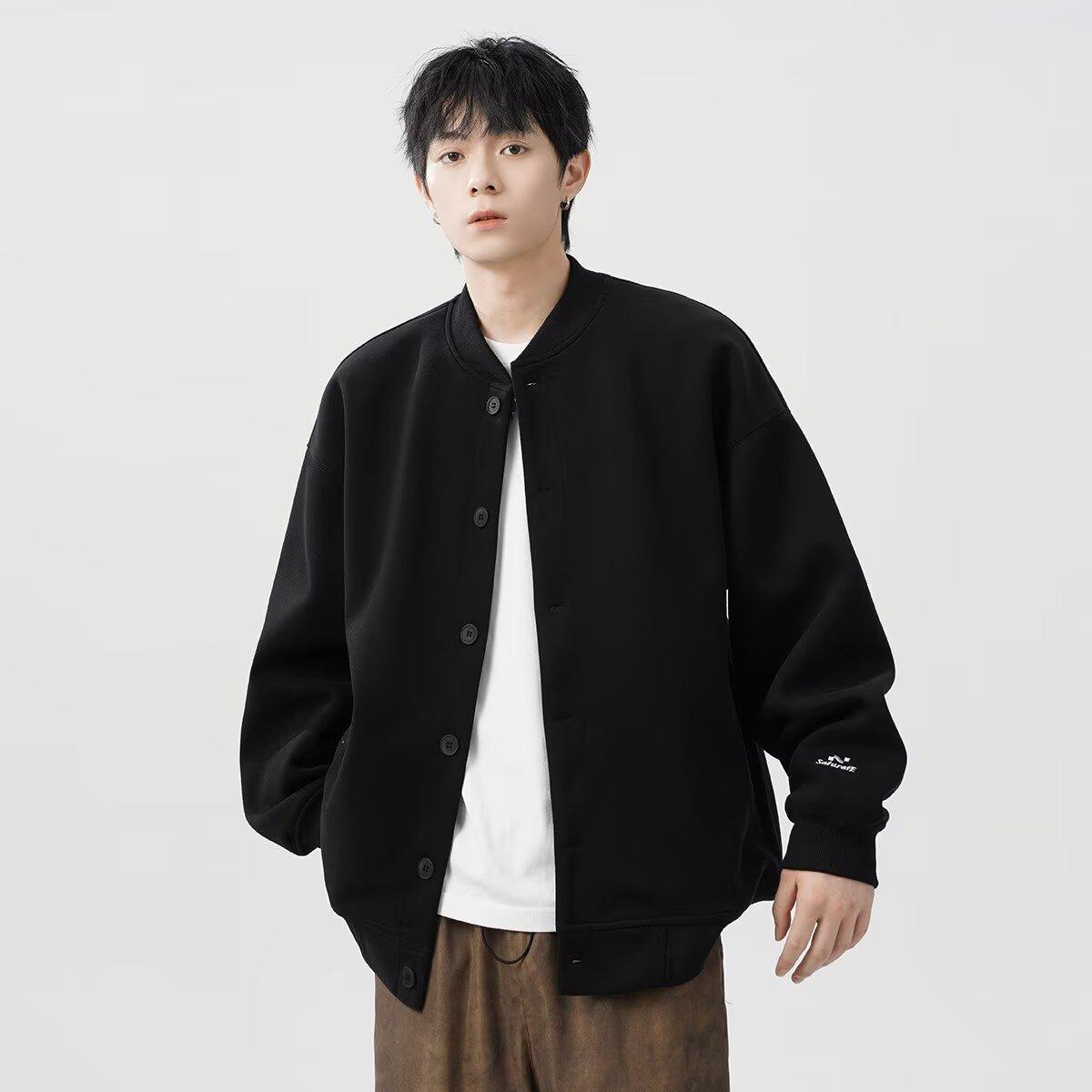 

Весенне-осеннее красивое пальто из искусственной кожи для мужчин, модный бренд в стиле Гонконга, японский стиль Харадзюку, корейский стиль, модная свободная куртка 3XL чёрный