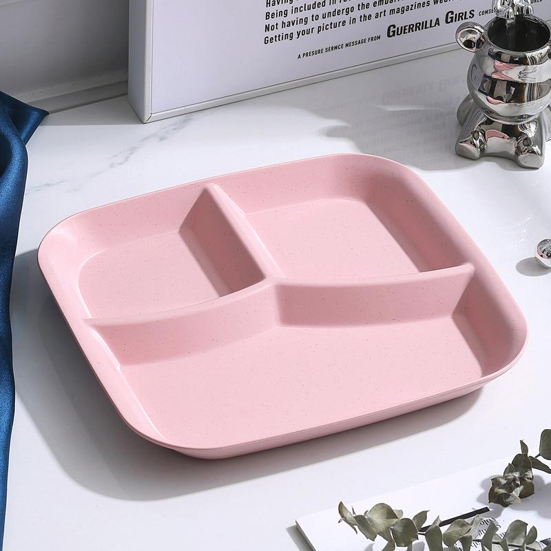 Food Fruit Salad Divided Plate Three-Grid Western Compartment Plate Diet Meal Plate Food Tray Kitchen Dinnerware