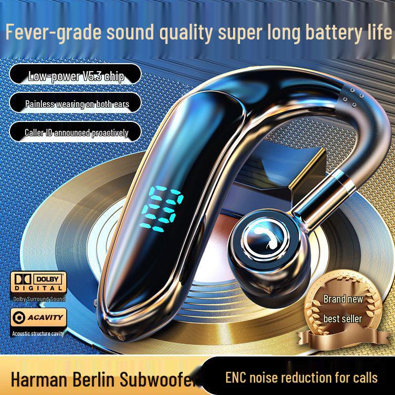 2025 Bluetooth Ear-Hook Headphones with Ultra-Long Battery Life, Compatible with Android, Apple, Xiaomi - Perfect for Business, Taxi, and Takeaway Use