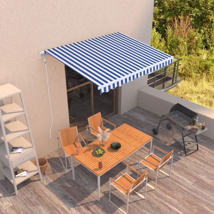 Exclusive House - Automatic Retractable Awning 300x250 Cm Blue and White
