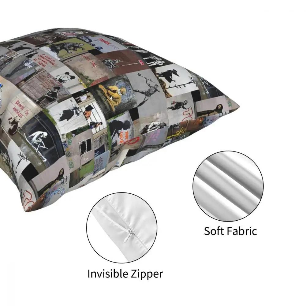 Banksy England Street Art Graffiti Throw Pillow Cover Polyester Throw Pillow Casual Cushion Covers