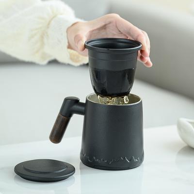 Cană ceramică, cană cu separator de ceai, cană de ceai pentru birou, cană cu capac, cană cu filtru, cană mare, cană personală, cadou de afaceri