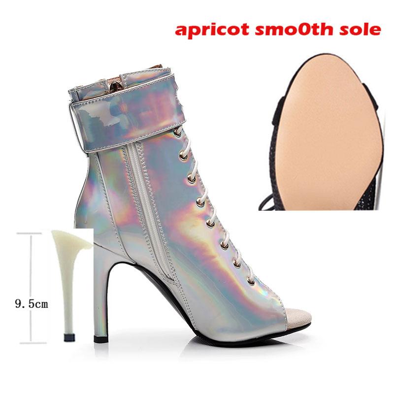 Botas de Dança Latina Femininas Novas Prata Bachata Salsa Sapatos de Dança para Mulher Salto Alto Sapatos de Dança de Salão Cano Alto