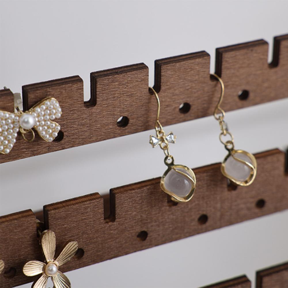 Wooden Earring Holder 7 Tier Jewelry Storage Rack Ear Studs Dangle Hoop Earrings Display Stand