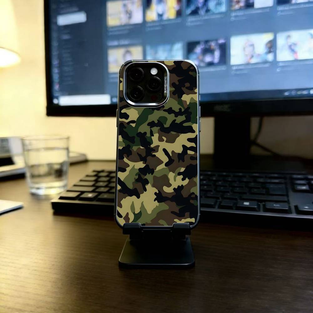 

F-Fashion C-Камуфляжный чехол для телефона iPhone 17,16,15,14,13,12,11 Plus,Pro Max,XS,Цветной серебристый чехол для телефона Funda Cover iPhone13Pro