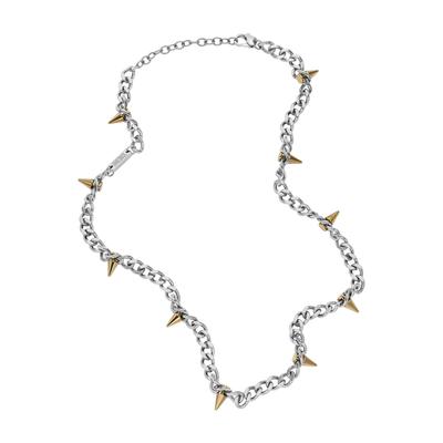 All Gender Stainless Steel Chain Stainless No Jewelry Chain Necklace, Length 450mm+50mm, Width 6mm, Steel, Silver/Gold