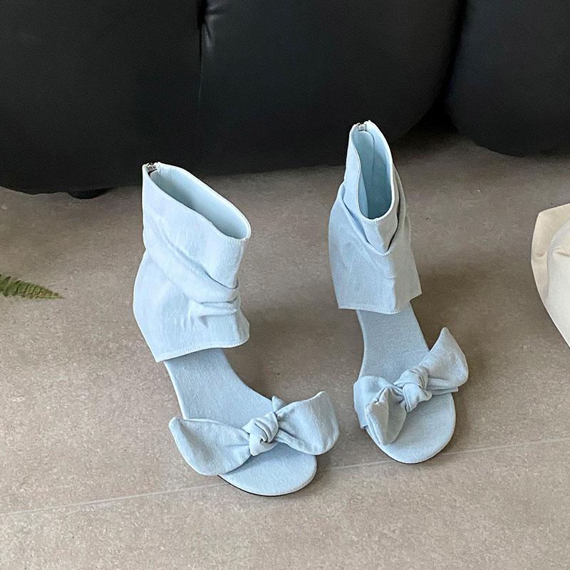 Fashion Fashion Butterfly-Knot Ladies Ankle Boots Shoes With Low Heel Footwear Female Open Toe Women Sandals Booties Zippers Shoes