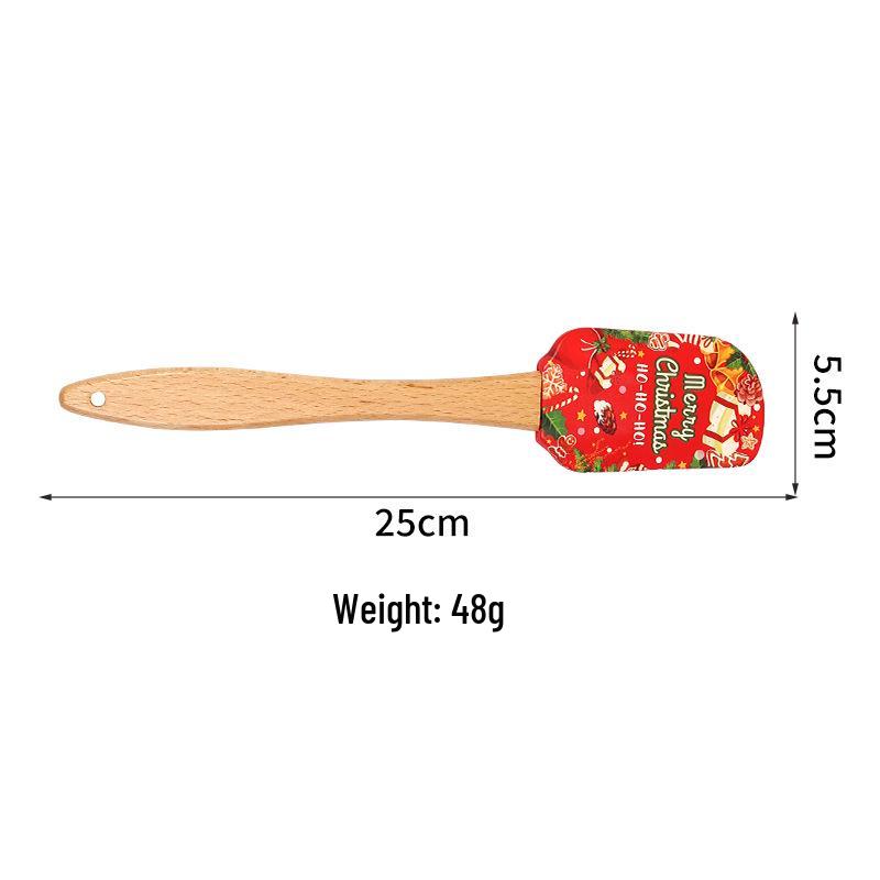 

Силиконовая лопатка для рождественской елки с деревянной ручкой - Инструмент для выпечки и смешивания масла