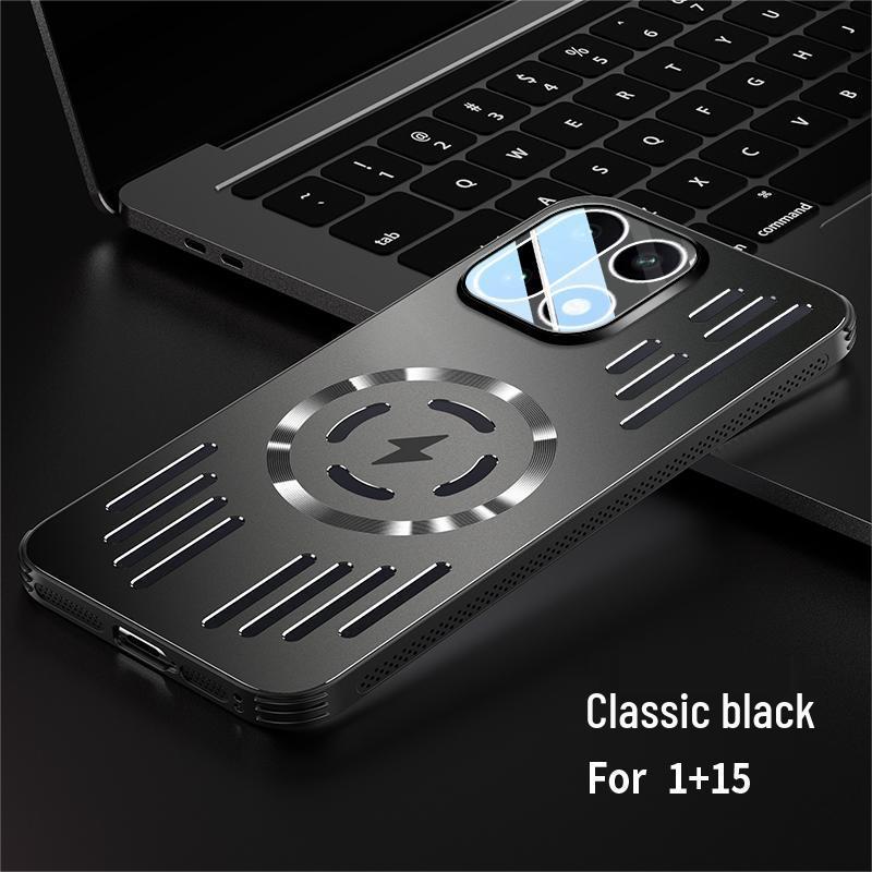 OnePlus 15 Stoßfeste Airbag-Hülle: Eisaluminium, Magnetische Wärmeableitung, Mattes Metall, Leichtgewicht.