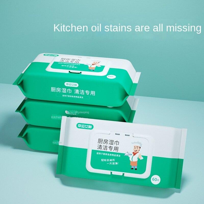 Kitchen Wipes Large Package of Powerful Stain Removal and Grease Stains Disposable Cleaning Hood Stove Kitchen Wet Wipes Mild Does Not Hurt Hands