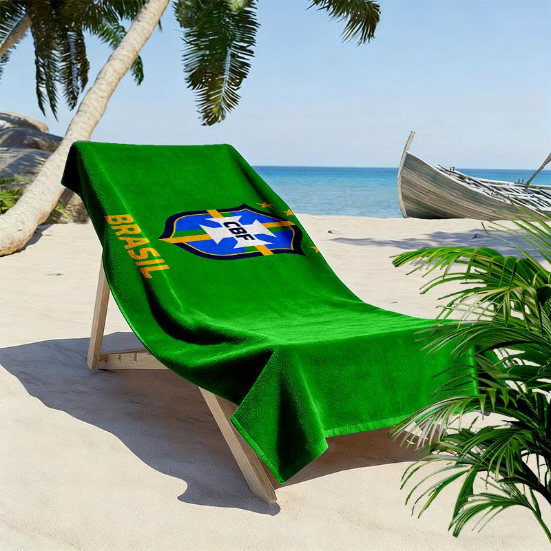 Brasilien Nationalmannschaft Print Strandtuch, Großes Weiches Schnelltrocknendes Handtuch für Strand Camping Schwimmen