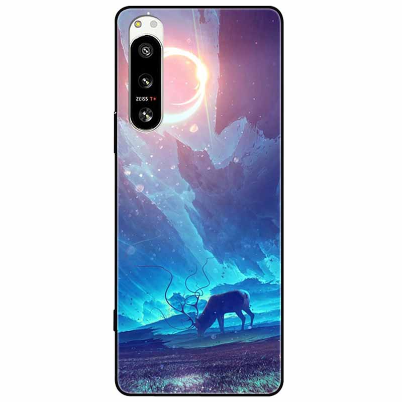For Sony Xperia 5 IV / 10 IV Case 10IV Soft Black Silicone Forest Painted Phone Back Covers For Sony Xperia 1 IV Case TPU Coque