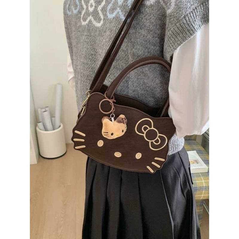 Cartoon Cat Shoulder Bag For Women And Men With Pu Material And Storage Space