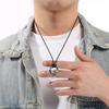 Stainless Steel Irregular Circle Pendant Necklace for Men Women Black Leather Cord Hip Hop Minimalist Jewelry Gift Daily Wear