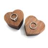 1/2 Slots Heart Rings Holder Wedding Rings Bearer Box Portable Walnut Wood Rings Box  Propose