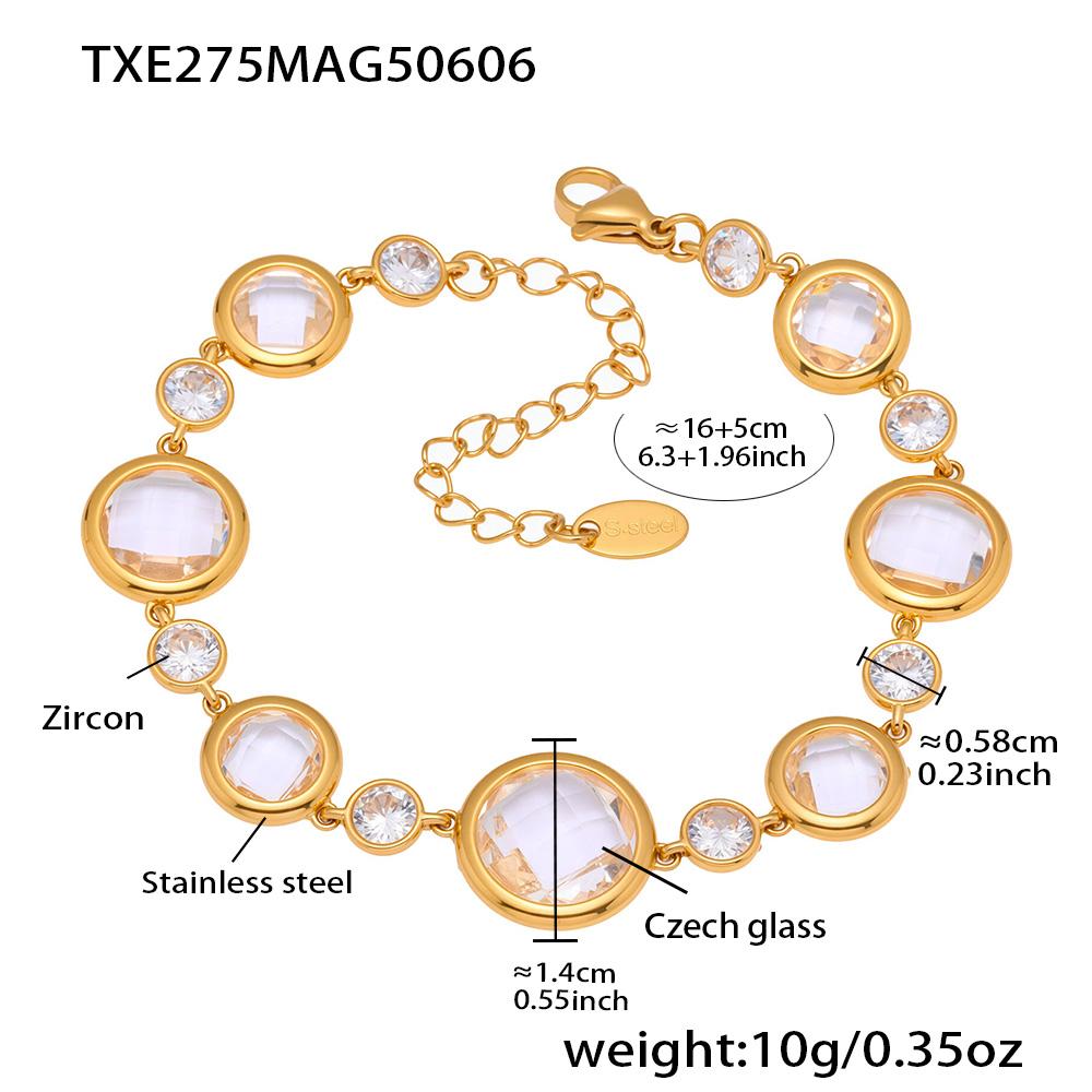 Nivora Exclusive Colorful Glass Chain Bracelet For Women Stainless Steel Charm Bangle Engagement Wedding Bracelets Zircon Gifts