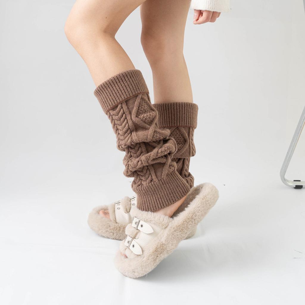 Womens Lolitas Knit Long Socks Leg Warmers Harajuku Boot Socks Winter Warm Ankle Heap Socks Fashion Leg Socks Streetwear