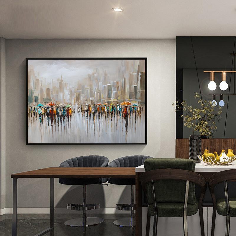 People with Umbrellas Modern Abstract Art Canvas Print Wall Art Picture Canvas Painting for Living Room Home Decor