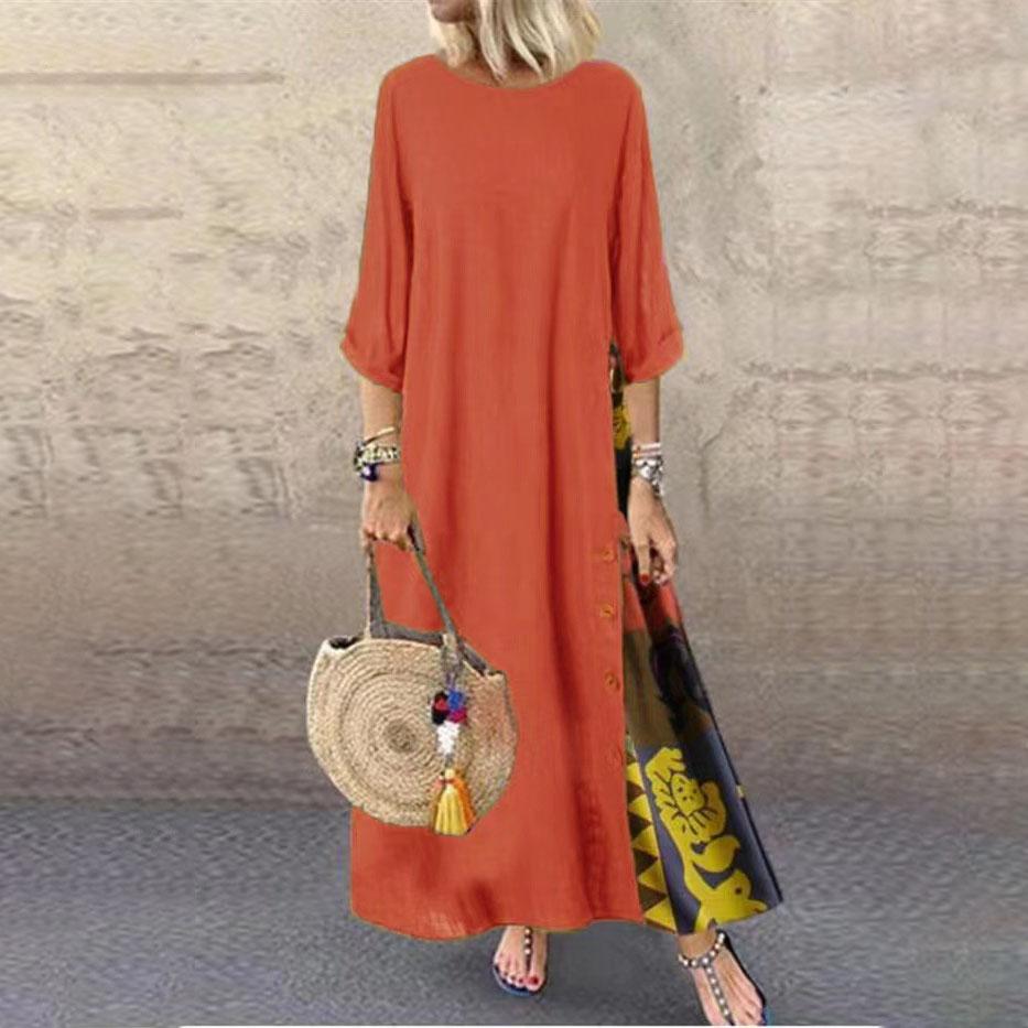 Dress Style Ethnic For Vintage Women Long Dress Loose Fashion Casual Elegant Women Clothing Clothes Streetwear Plus Size