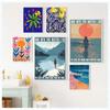 Abstract Colourful Sun Ocean Palm Tree Landscape Cactus Poster and Prints Canvas Printing Wall Art Picture for Living Room Decor