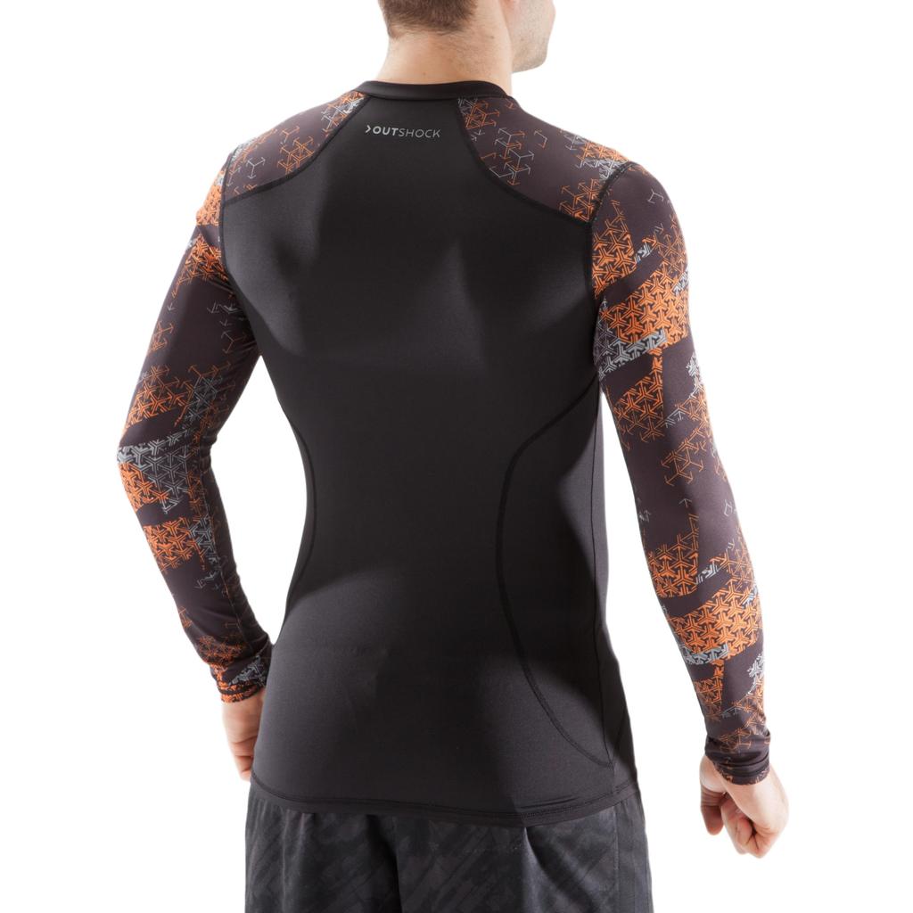 DECATHLON 100 Collar Slim Quick Dry Long Sleeve T-Shirt Men's Black