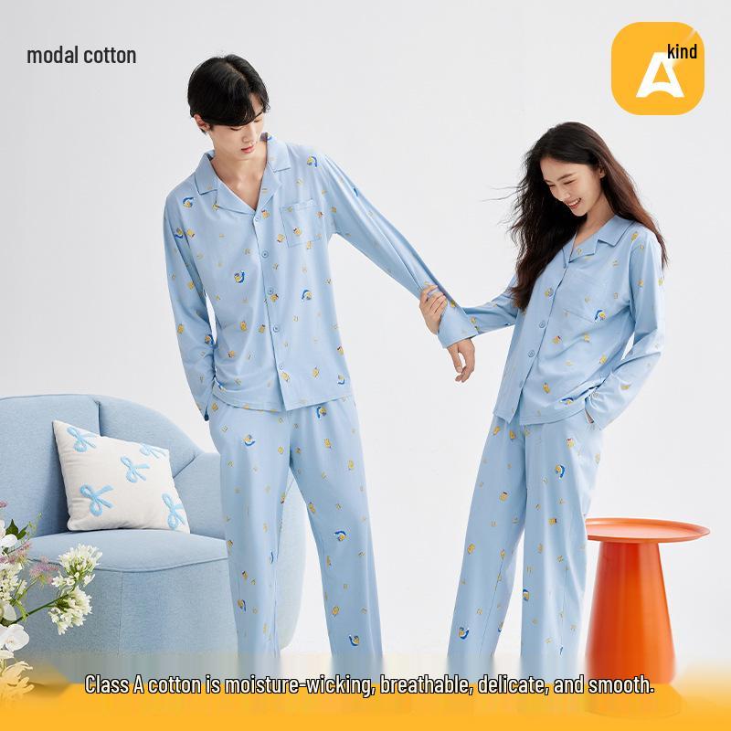 Women's Autumn Bear Print Modal Cotton Pajama Set