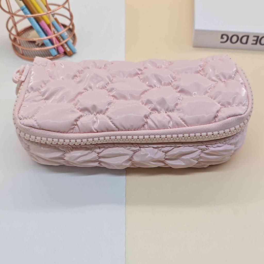 Spacious Korean-Style Pencil Case & Makeup Bag In Girlish Cream
