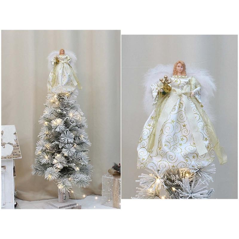 Weihnachtsbaum Dekoration Zubehör Plüsch Flügel Engelbäume Spitze Stilvolles Feiertagsaccessoire Festliche Ornament Dekorationen